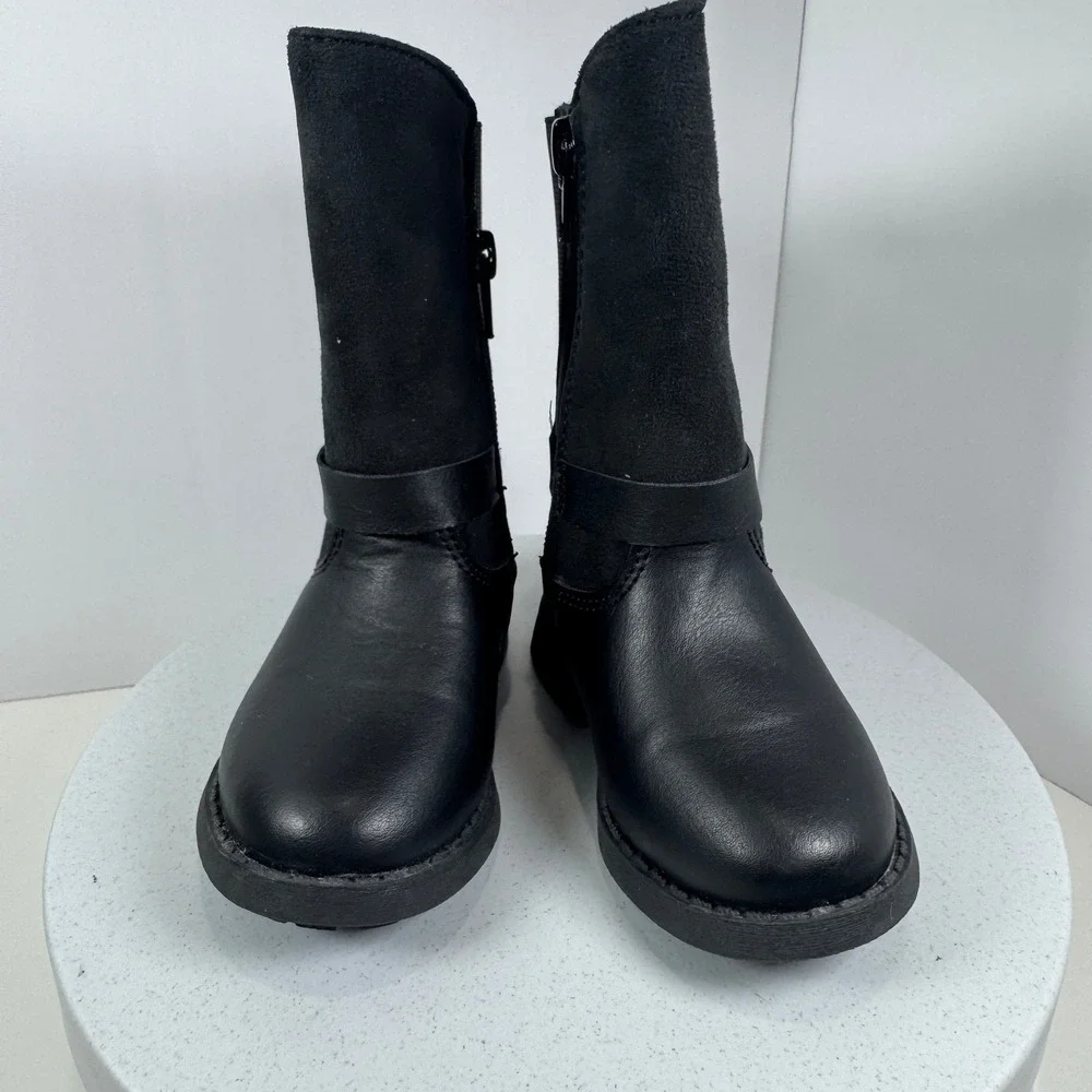 OshKosh B'gosh Girls Moto Boots Black Faux Leather Zip Size‎ 5